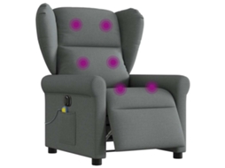 Vidaxl Poltrona Reclinável De Massagens Elétrica Tecido Cinza-escuro