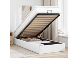 Moldura De Cama Síriaxl Otomana Com Colchão Branco Couro Falso