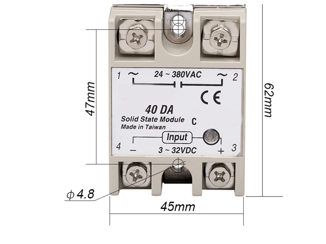 Laxiscreed Relé De Estado Sólido 25a Mono Fase Dc 3-32v Ac 24-380v Para Automação