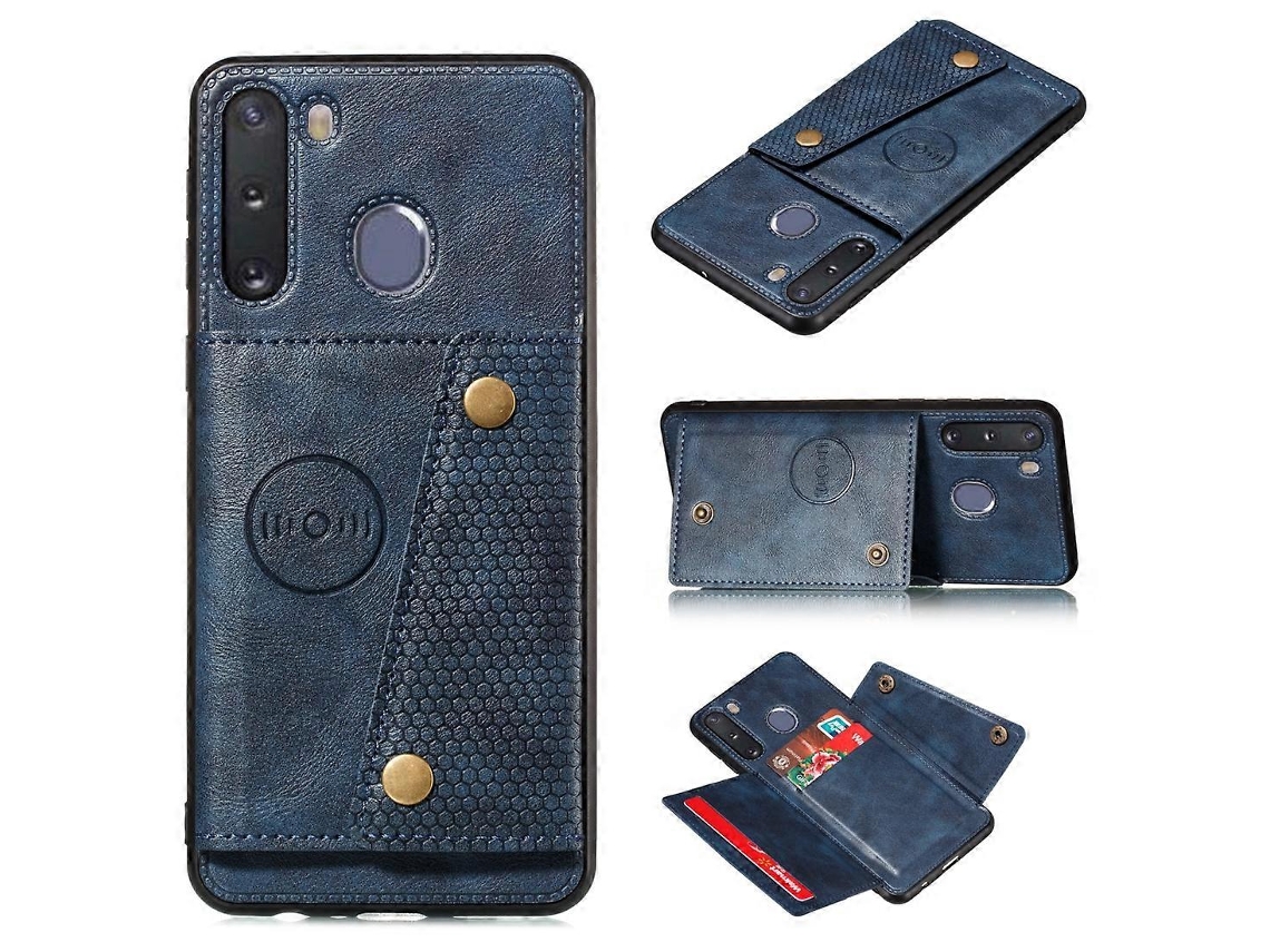 Capa Protetora Magnética À Prova De Choque Pu Tpu Com Compartimentos Para Cartões Para Galaxy A21