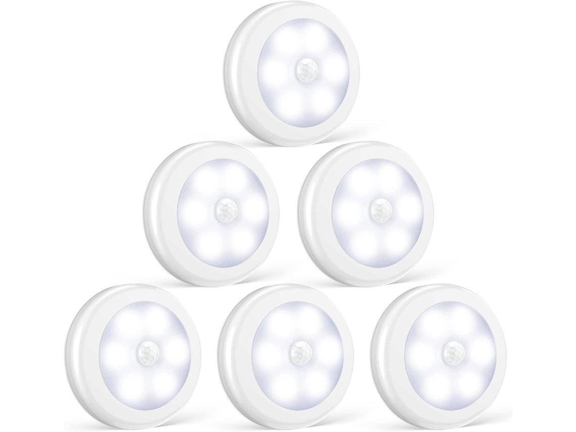 Conjunto de 6 Adesivos Led com Sensor de Movimento e Ímã BRILVIBERA