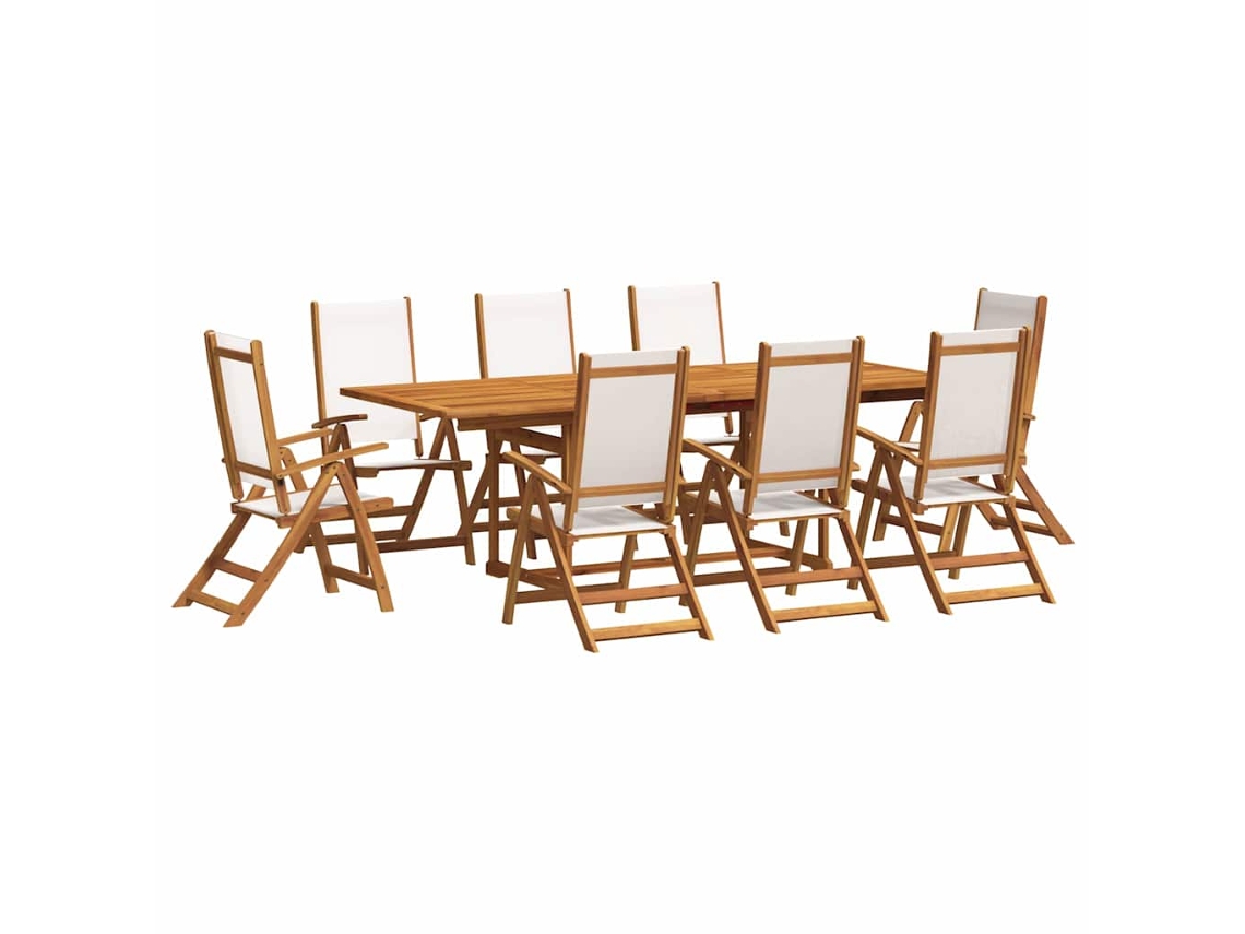 Maison Exclusive - 9 Pcs Conjunto De Jantar Para Jardim Acácia Maciça E Textilene