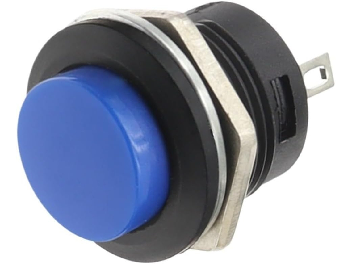 6-interruptores De Botão Pressão Momentâneos Spst Com Tampa Redonda, Azuis, R13-507, Ca 6a 125v 3a 250v