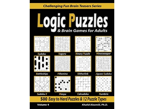 Livro Logic Puzzles Brain Games for Adults de Dr Khalid Alzamili (Inglês)