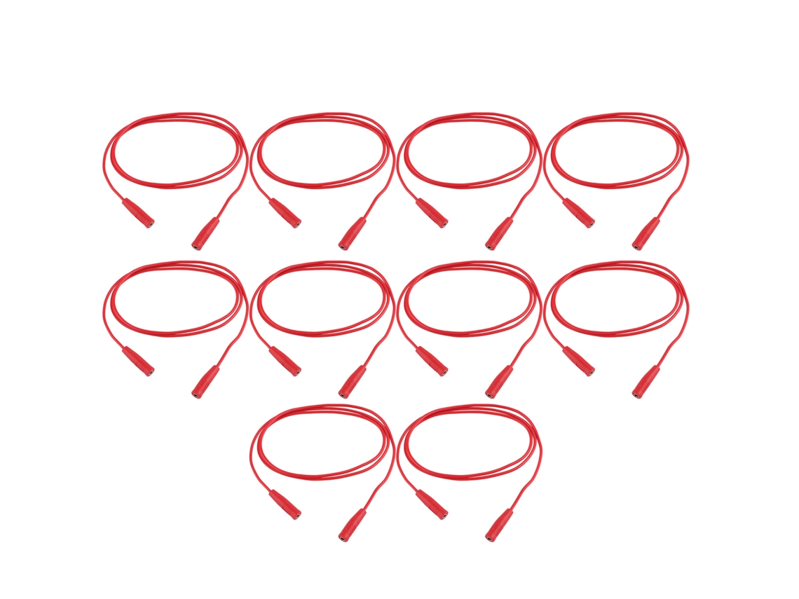 10 Conjuntos Kit de Fio de Teste Elétrico S/MARCA 0.44mm² com Soquete Banana Fêmea para Fêmea 2mm Vermelho