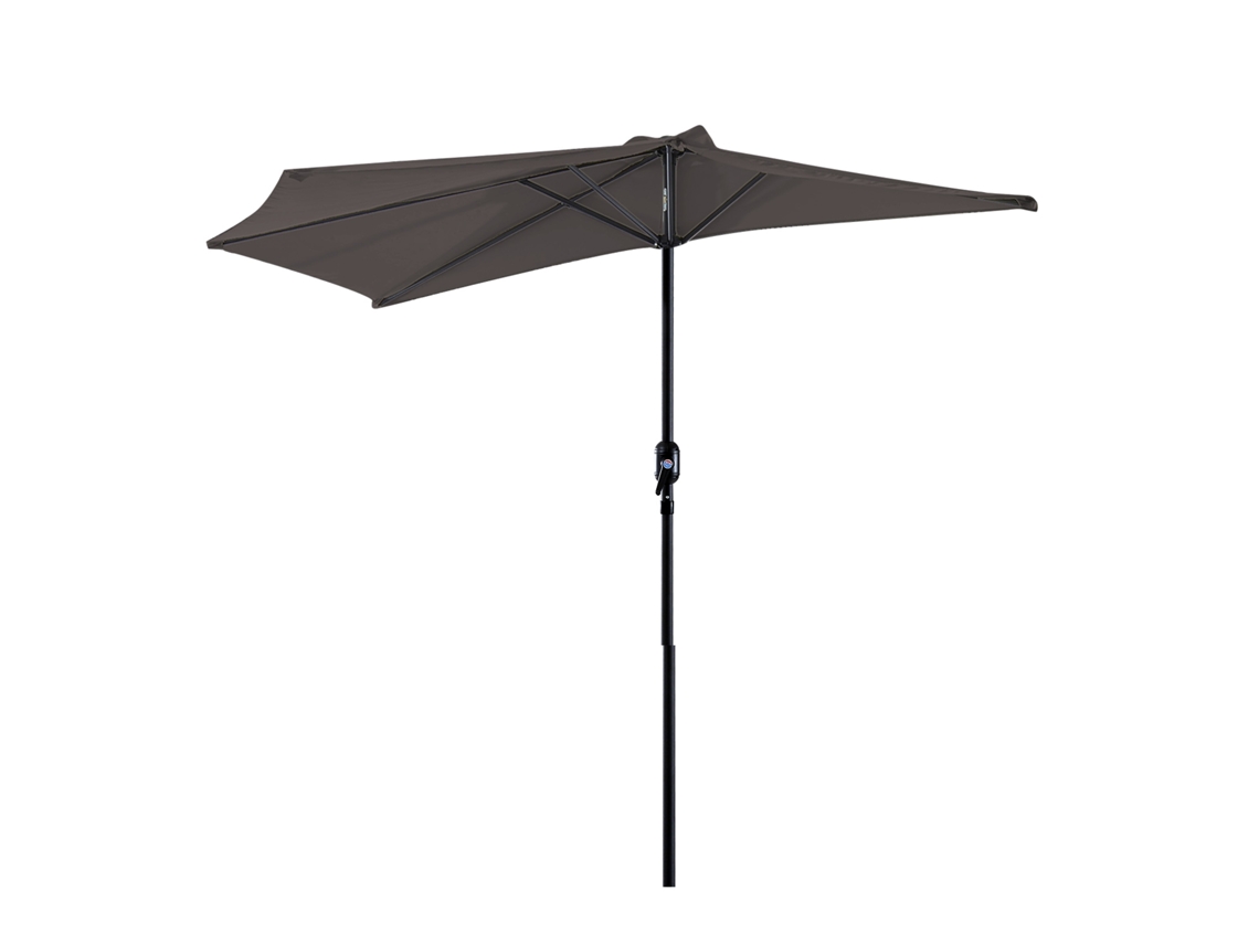 Guarda-sol De Jardim 269x138x236 Cm Com Manivela E Formato Semicircular, Tecido De Poliéster 180 G/m² Para Terraço, Pátio E Piscina, Cinza.