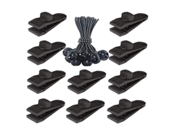 Conjunto de 20 Presilhas para Lona Barraca, com Ilhós Acessórios Barraca Camping, Piscina, Lona, ​​toldo, Tenda Pavilhão, 10 + Laços Corda B AQUAFORGE