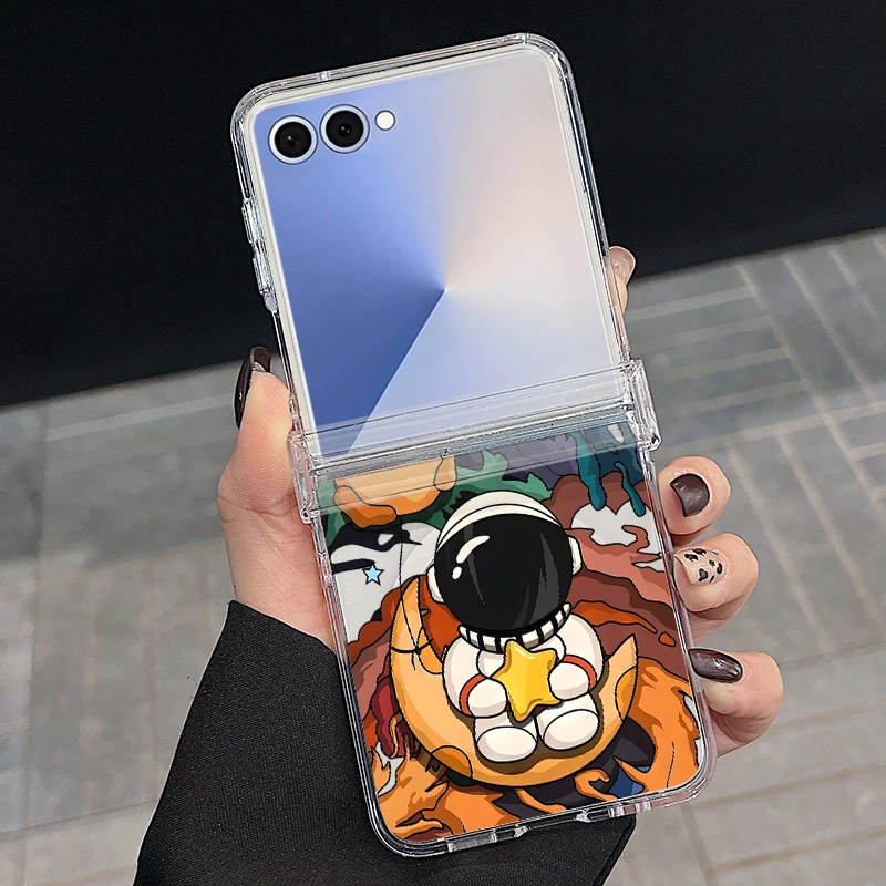 Capa Para Celular Samsung Galaxy Z Flip 7 Com Estampa Criativa De Letras E Sistema Magnético Transparente.