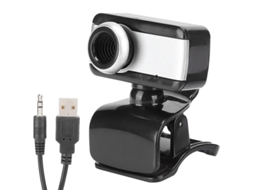 Webcam Bestvite A3 para computador com microfone integrado, acessório para PC, 480p, preta, sem drive, para videochamadas.