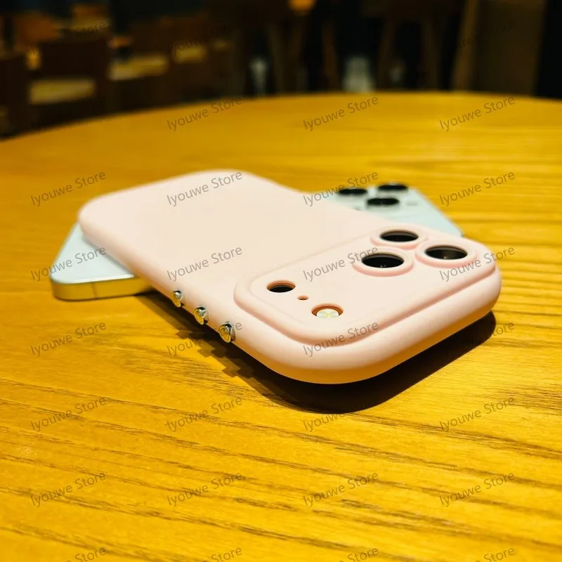 Capa De Silicone Líquido Macia (para Iphone 16 Pro Rosa) Com Proteção Para A Câmera E Borda Reforçada.