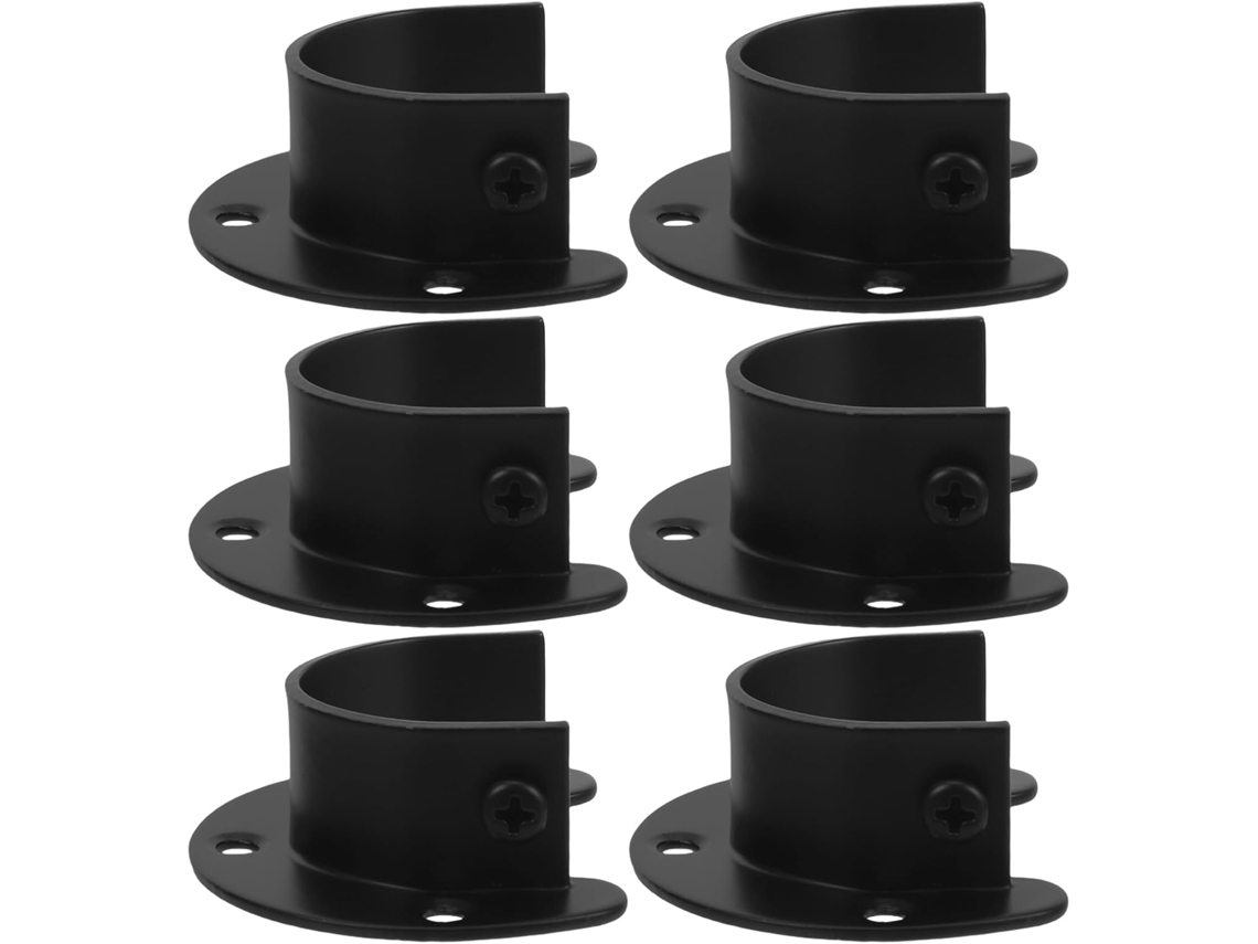 Suportes Para Varão De Armário, Pacote Com 6 Peças, Aço Inoxidável Preto, Fácil Instalação E Suporte Seguro Para