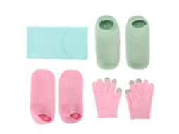 Conjunto De Luvas De Gel Hidratantes E Meias Para Calcanhar Com Capa Para Pescoço - 7 Peças