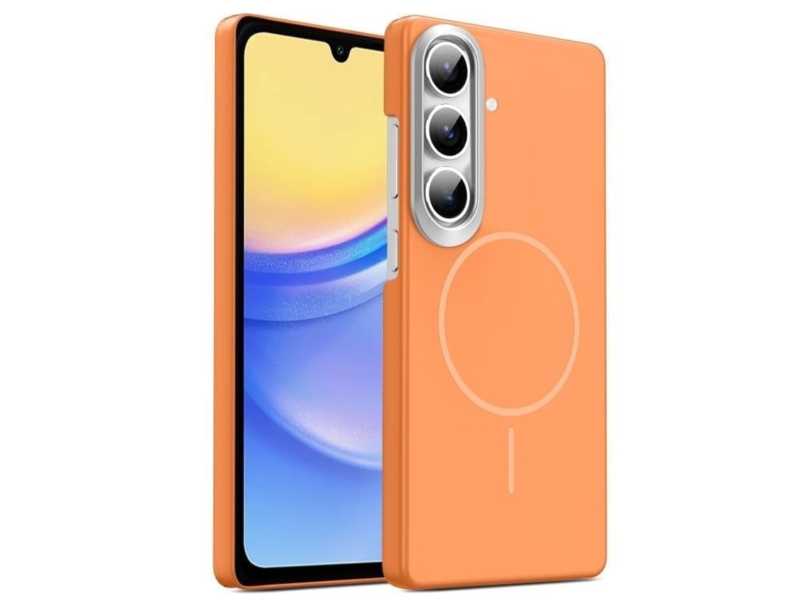 Capa Para Samsung Galaxy A15 4g Fina Circular Magsafe À Prova De Choque Dourada Em Policarbonato Laranja