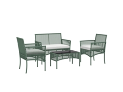 Conjunto Jardim 4 Peças com duas poltronas, sofá, mesa, verde QINGYU TECH