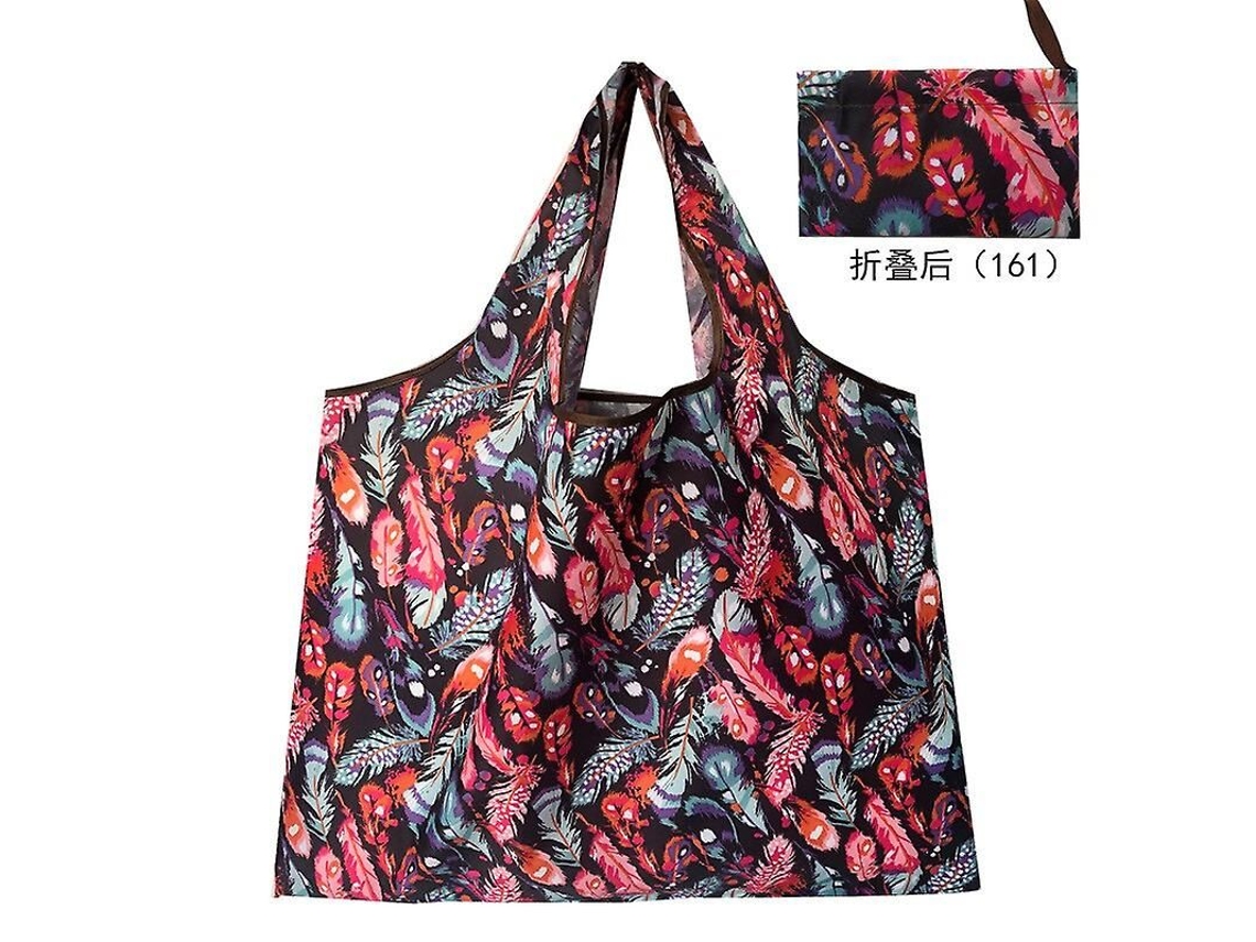 Sacola De Compras Dobrável De Nylon Reciclável, Ecológica E Amiga Da Cultura Local, Ideal Para Mulheres. Com Estampa Floral E Bolso Para Frutas E