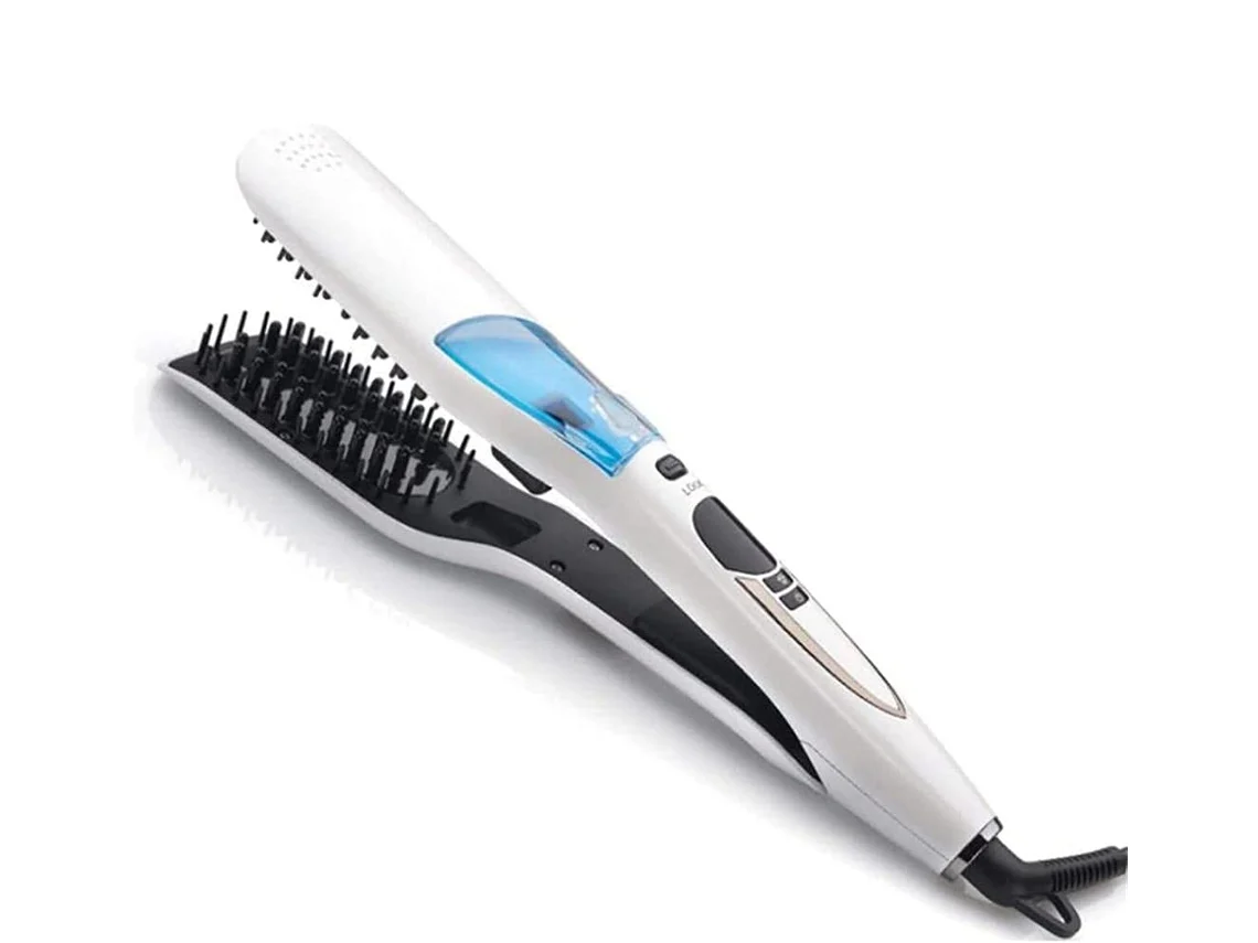 Escova alisadora a vapor profissional, chapinha elétrica de cerâmica para cabelos lisos, escova alisadora a vapor para cabelos longos Ehstmind