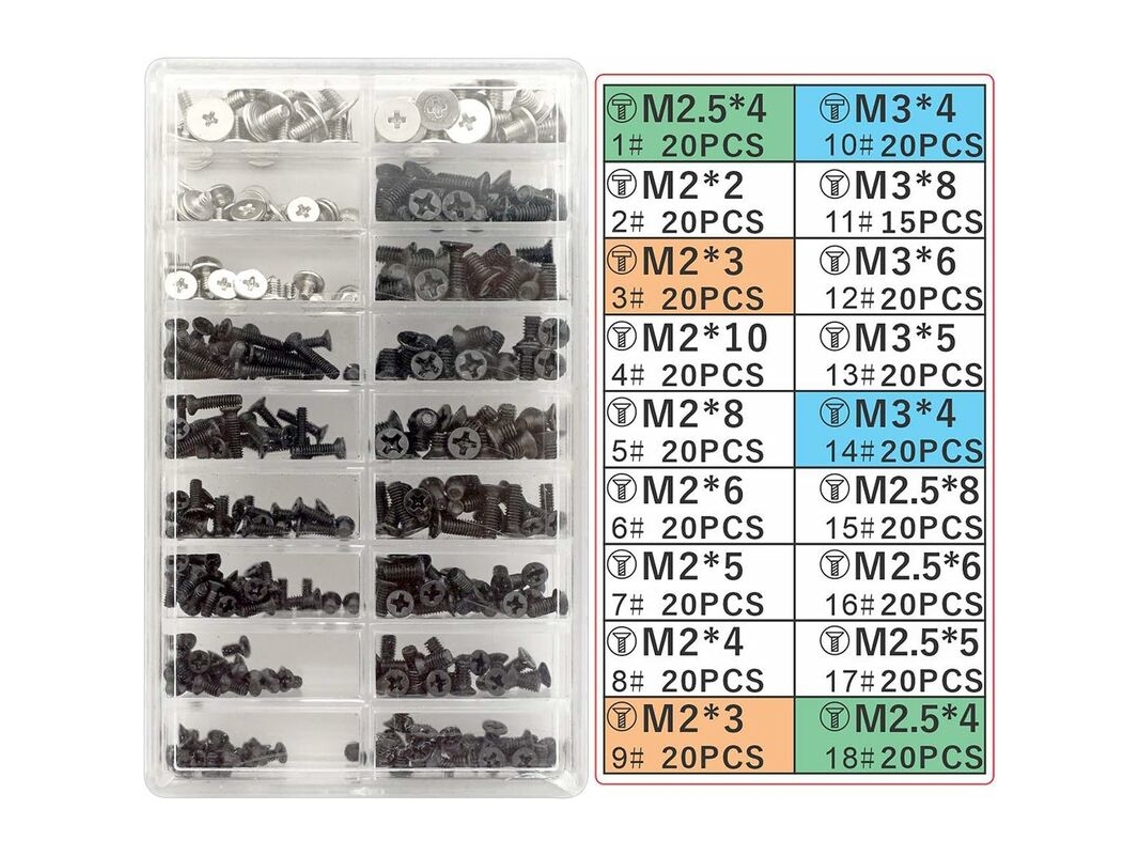 Conjunto Universal De Parafusos Para Laptop E Ssd , M.2, M2, M3, M5 Mdug (355 Peças)