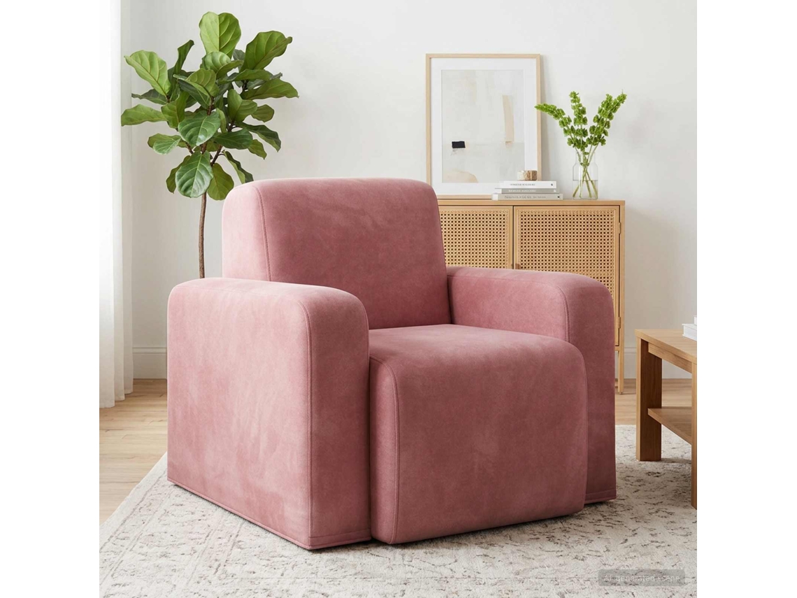 Vidaxl Poltrona Rosa Veludo