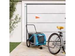 Vidaxl Reboque Bicicleta P/ Animais Tecido Oxford/ferro Azul/cinza