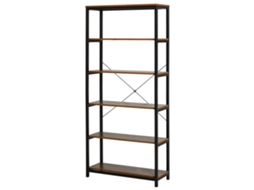 Estantes Industriais com 6 Prateleiras Abertas, para Livros e Armazenamento, 80x30x180cm Castanho Rústico S/MARCA