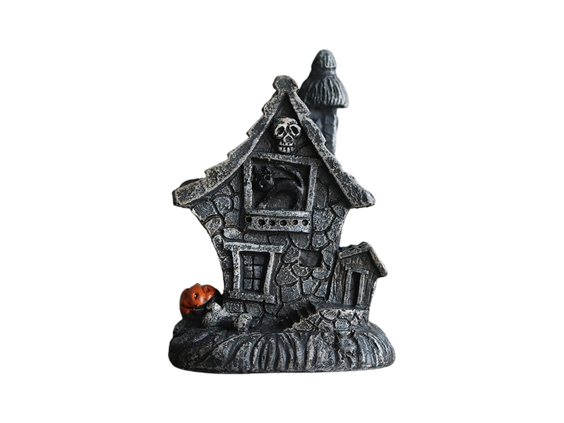 Decoração de Casa Assombrada com Caveira Brilhante de Halloween Casa Pequena Assombrada de Abóbora com Luz Fantasmagórica e Horror