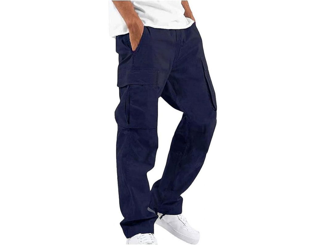 2026-calças Masculinas Casuais Solidas Com Múltiplos Bolsos Outdoor Esportivas De Corte Retangular Hxk 5xl Armada