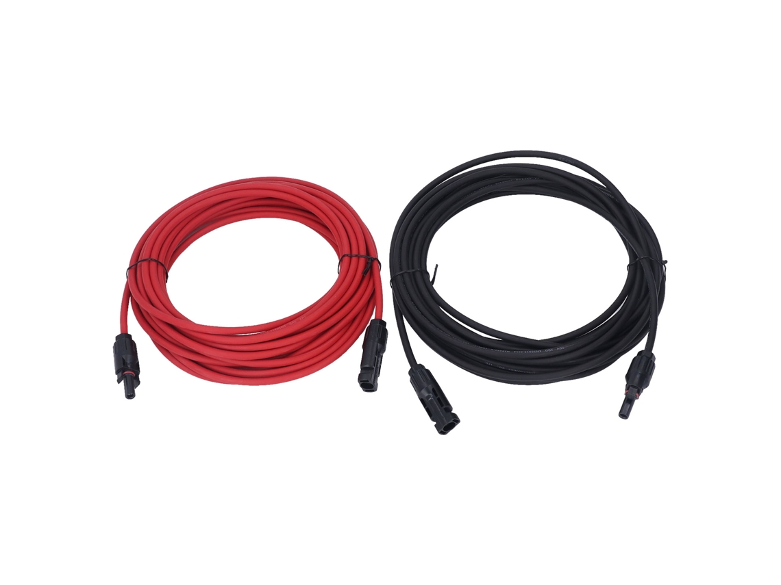 Cabos De Extensão Para Painel Solar 12awg 4mm², Preto E Vermelho, Com Conectores Macho E Fêmea, 1000vdc, 10m / 32,8 Pés. Aquaforge