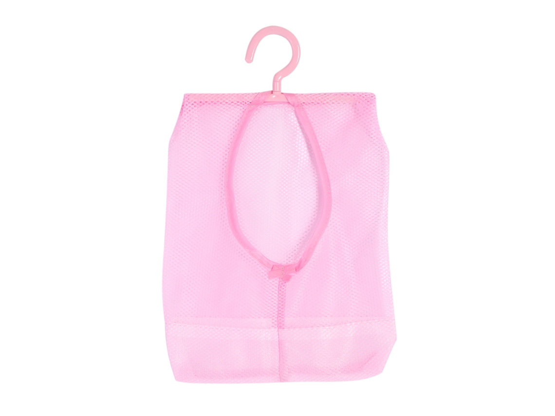 Sacola de Armazenamento em Malha para Suspensão com Gancho para Roupas Íntimas e Cosméticos Rosa | S/MARCA