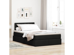 Vidaxl Cama De Armazenamento Led Com Colchão Preto 120 X 200 Cm Tecido