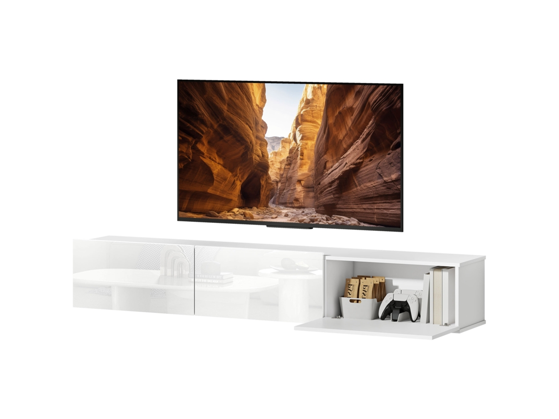 Schwebender Armário de Tv, Wandmontage, 3 Gavetas, Viel Stauraum, 180 Cm, Branco