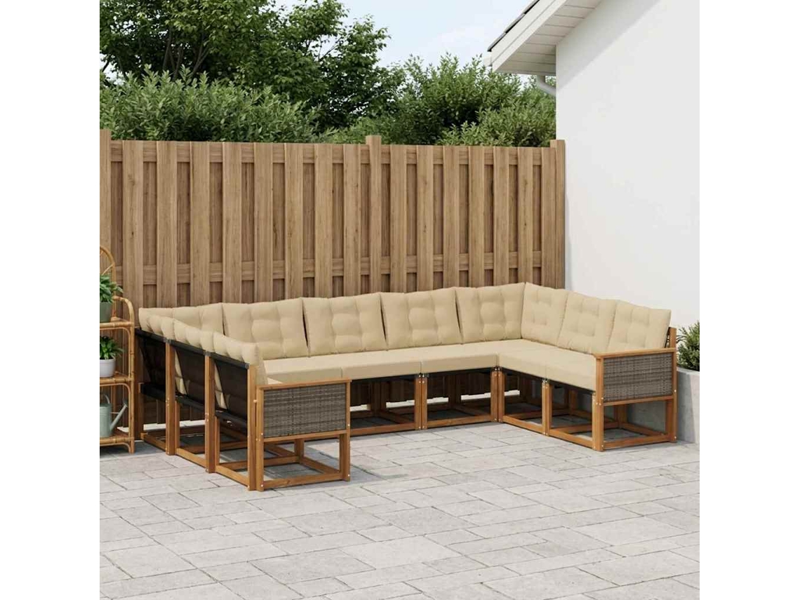 Vidaxl Conjunto De Sofás Para Exterior 9 Pcs Natural E Bege