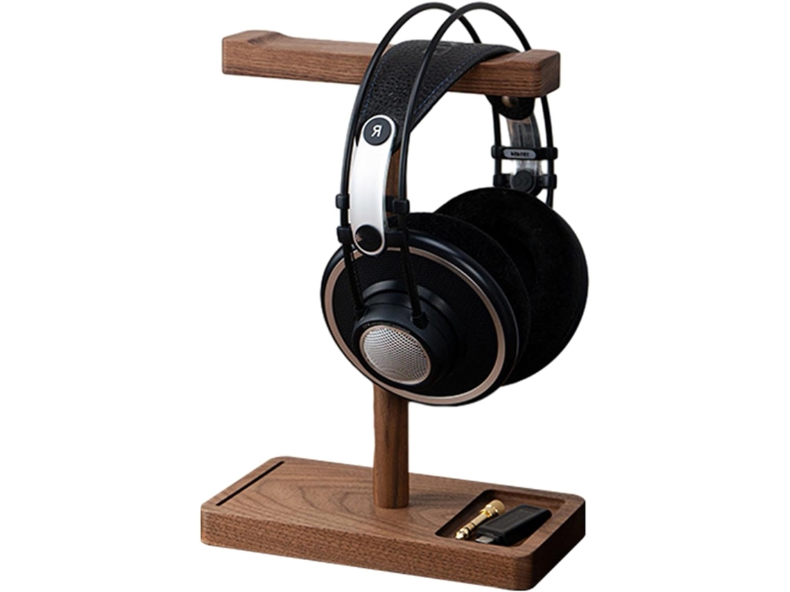 Support De Casque En Noyer Noir – Support Universel Pour Casque De Bureau