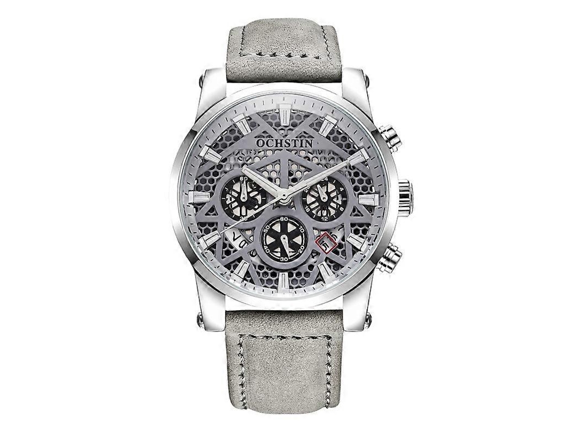 Relógio De Pulso Multifuncional Ochstin 5052b Para Negócios, À Prova D'água, Com Pulseira De Couro E Mecanismo De Quartzo.