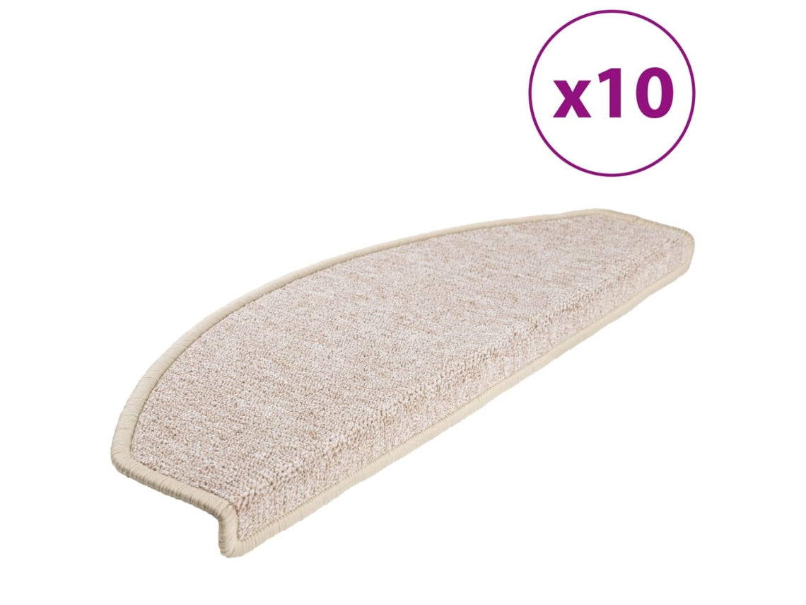 Conjunto de 10 Tapetes de Escada Cinza Claro Semicircular Grande MAISON EXCLUSIVE (65x24x4 cm)