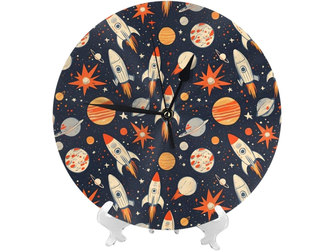 Relógio De Parede De 25cm 10 Polegadas Alimentado Por Bateria, Com Design De Estrelas E Planetas, Silencioso, Moderno
