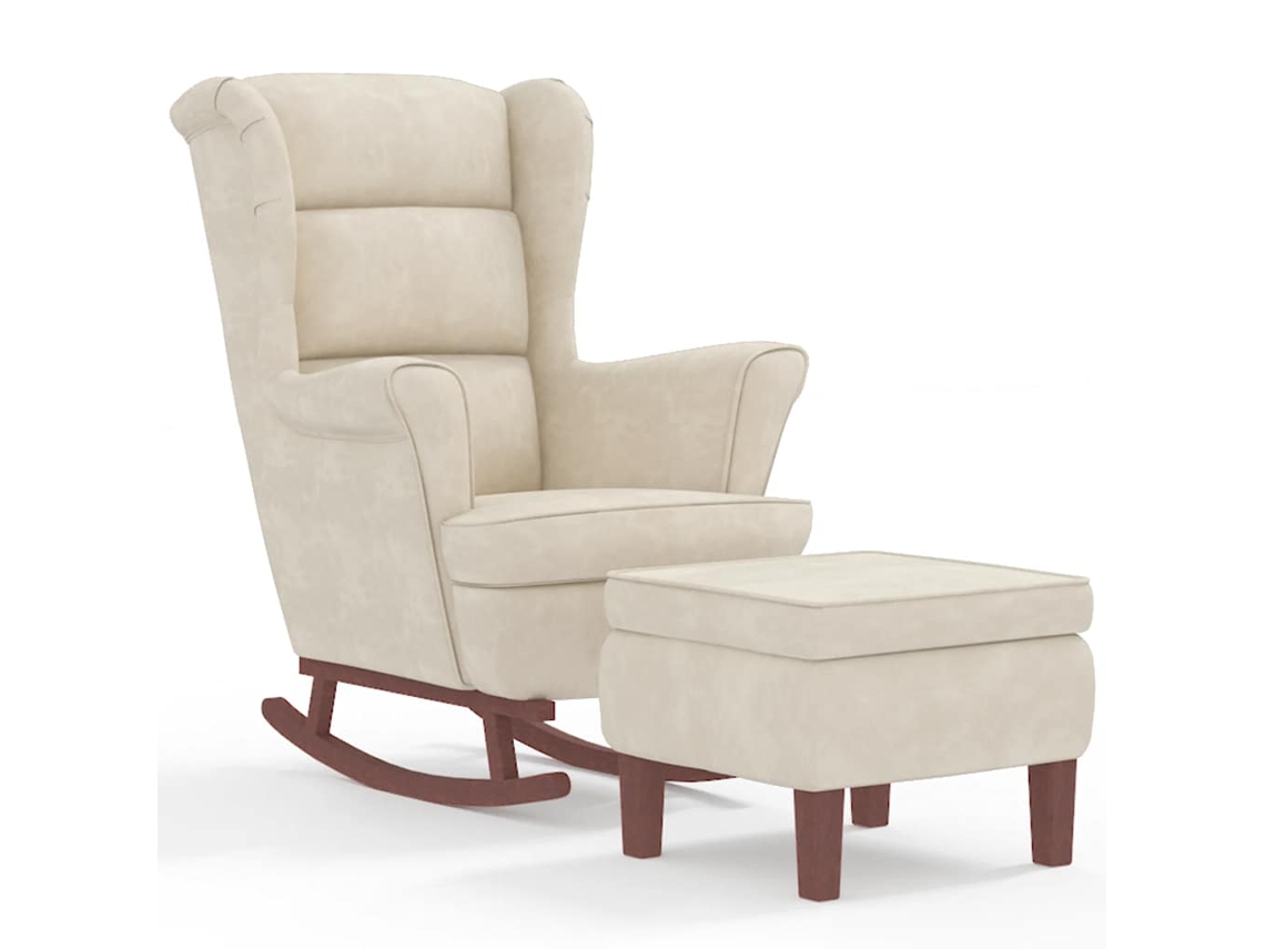 Rocking Chair With Stool, Rocking Chairs With Stools Vidaxl Creme Veludo