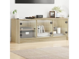 Vidaxl Móvel De Tv C/ Portas De Vidro 102x37x42 Cm Carvalho Sonoma