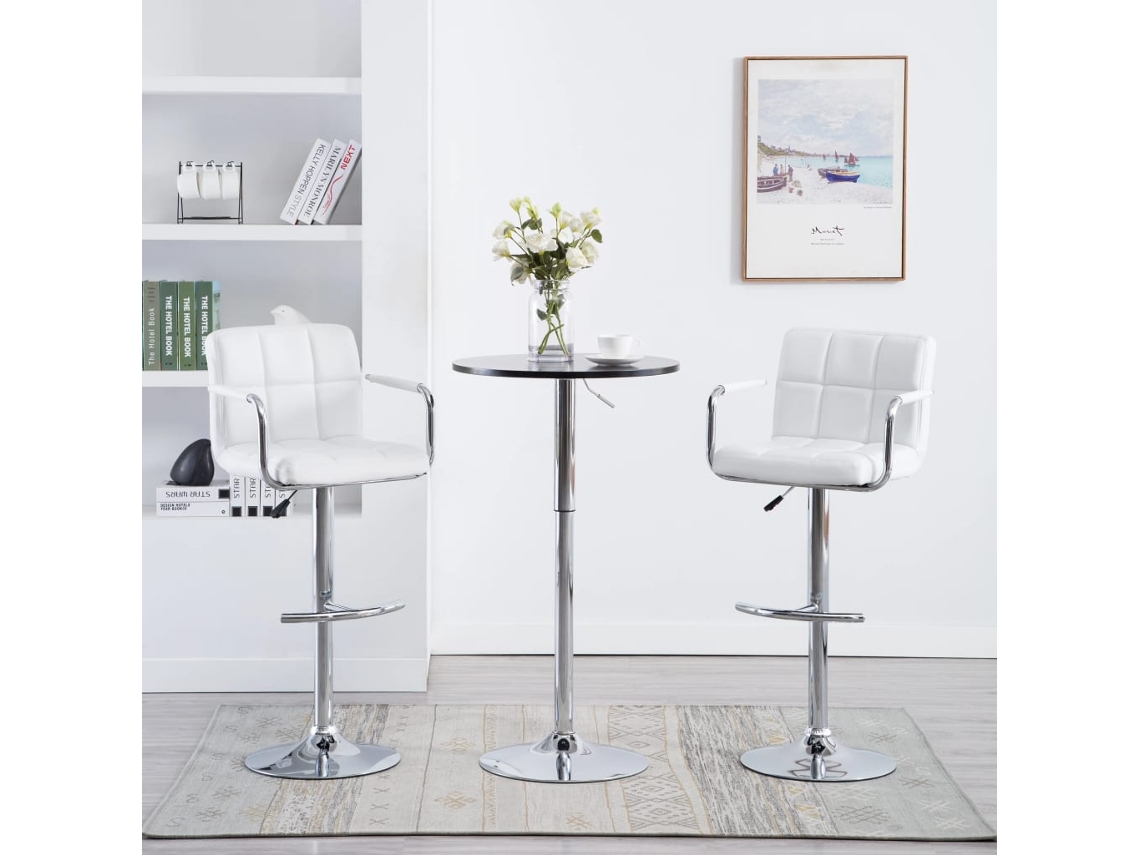 Vidaxl Bancos De Bar 2 Pcs Couro Artificial Branco