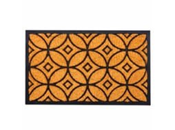 Capacho De Fibra De Coco Com Base Pvc Natural E Preto