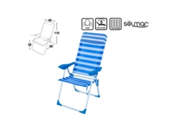 Cadeira De Praia De Alumínio Alta Reclinável Riscas Marinera Solmar Bestway