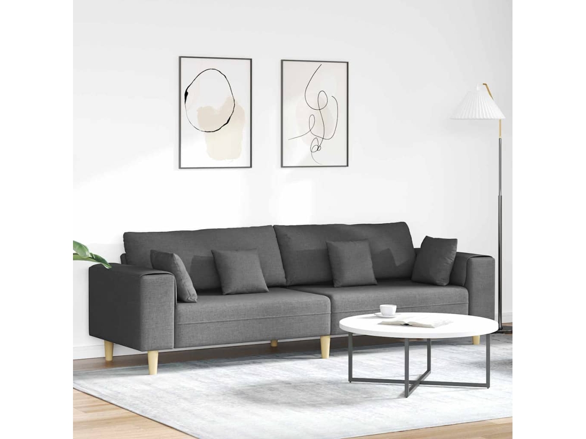 Vidaxl Sofá Cinza Escuro 250 X 77 X 76 Cm Tecido