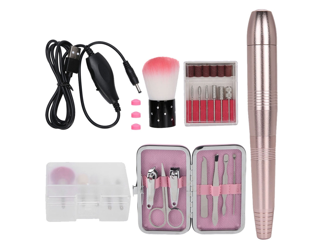 Máquina de furadeira elétrica portátil para unhas de 19000 RPM, ferramenta de manicure, conjunto multifuncional de cortador de unhas Slowmoose