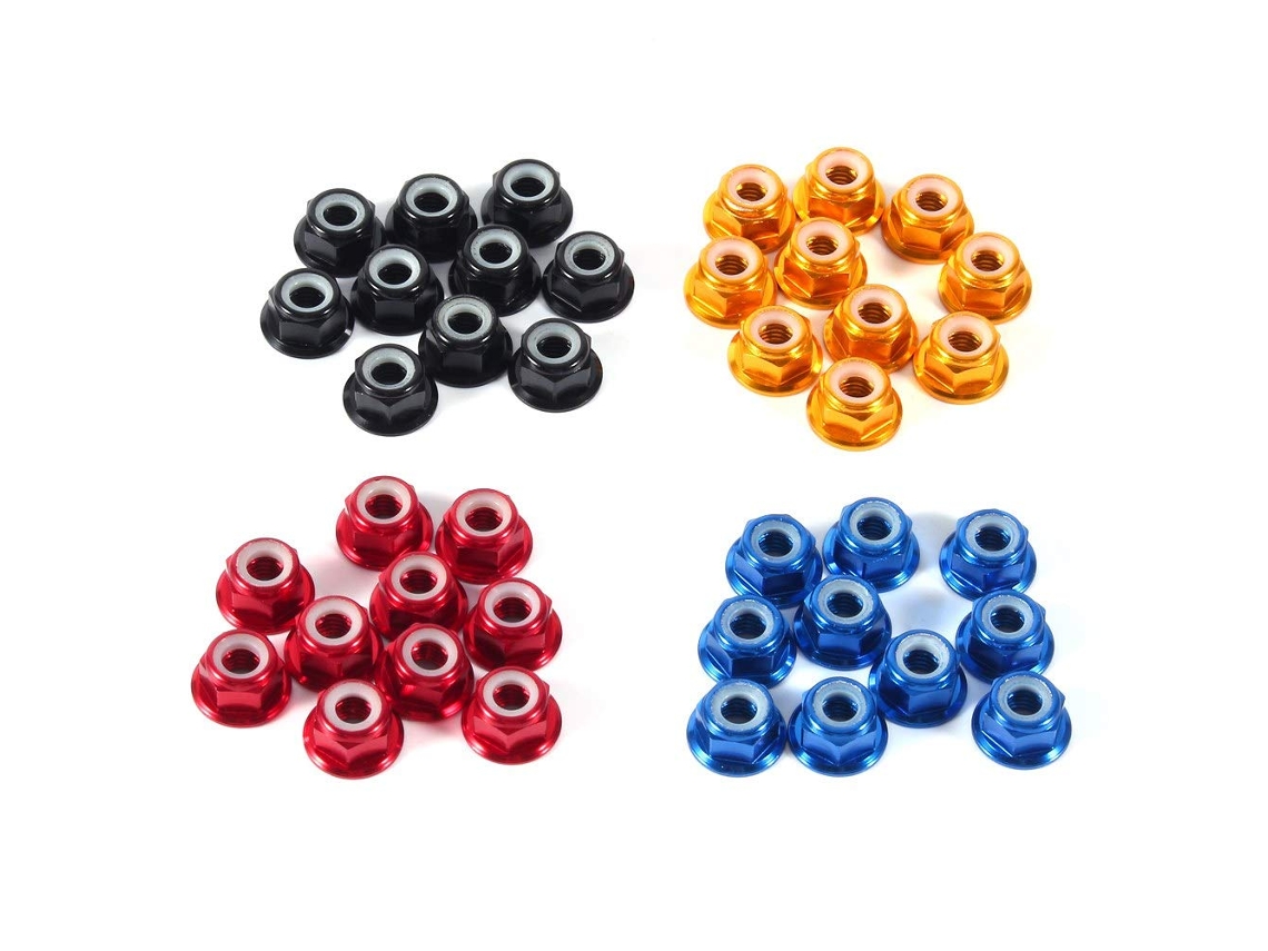 10-porcas Sextavadas De Alumínio M5 Com Travamento Automático, Inserto De Nylon, Anodizadas Em Vermelho Escuro Para