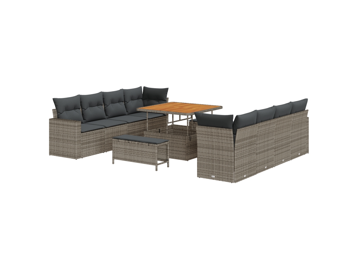 Conjunto 11 Sofá De Jardim Vidaxl Cinzento Vime Pe (100 X 100 X 71 Cm)