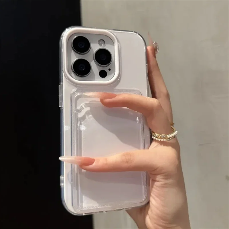 Capa Transparente Estilo Carteira Para Iphone 15 Pro (branco), Em Tpu Pc Resistente A Impactos.