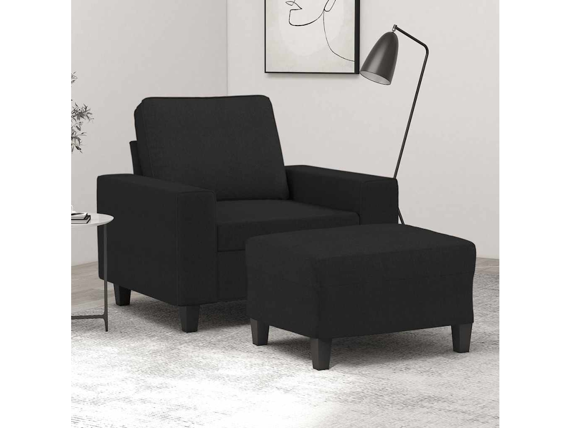 Vidaxl Poltrona Com Apoio De Pés 60 Cm Tecido Preto