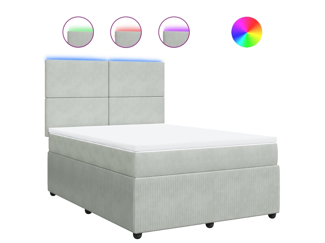 Box Spring Bed, Box Spring Beds Vidaxl Cinzeto Veludo (140 X 200 Cm)