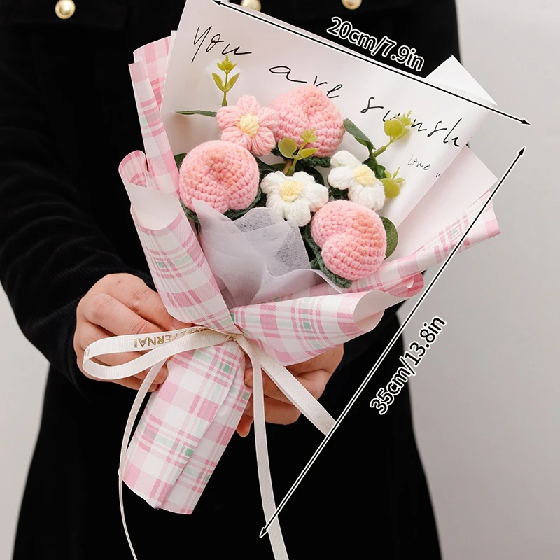 Buquês de Crochê, Buquês de Formatura, Presentes Trançados com Flores Preservadas MDUG