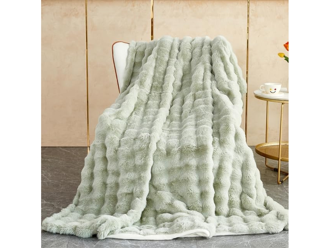 Manta de Pele Sintética para Cama Decoração Luxo Coelho Super Macia e Felpuda Quente Confortável o Inverno, Ma