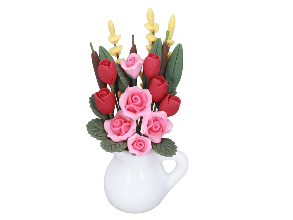 Mali vaso de Flores Miniatura Casa de Bonecas 1:12 com Planta Artificial Decorativa